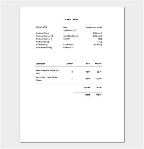 Credit Note Template - 17+ Samples (For Word, Excel, PDF Format)