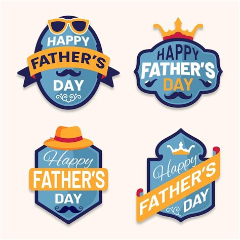 Free Vector Fathers Day Label Collection Theme