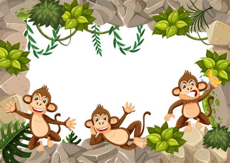 Silhouette Of A Monkey Border Illustrations Royalty Free Vector