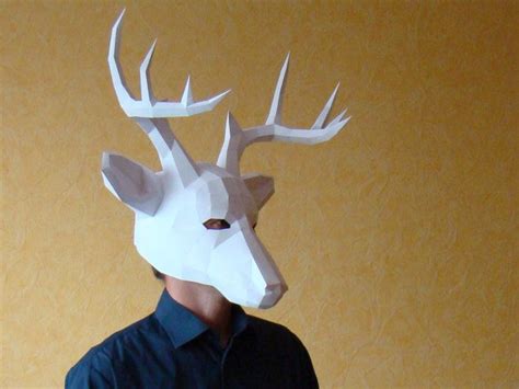 deer papercraft mask download and make your own low poly etsy halloween maskers masker maskers