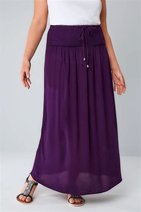 Purple Maxi Skirt With Ruched Waistline Plus Size 16 To 36