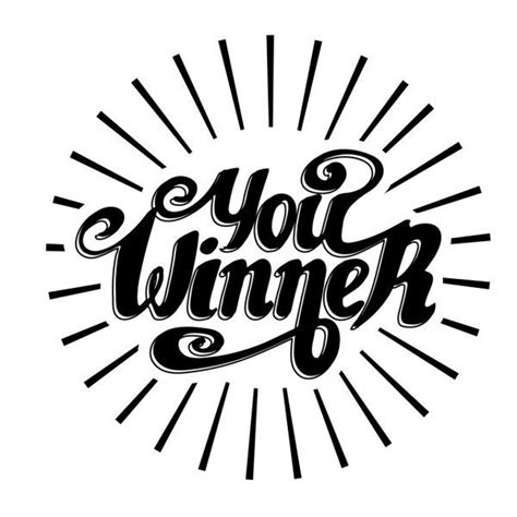 You Winner Typographic Label Handwriting Vector Illustration Stock