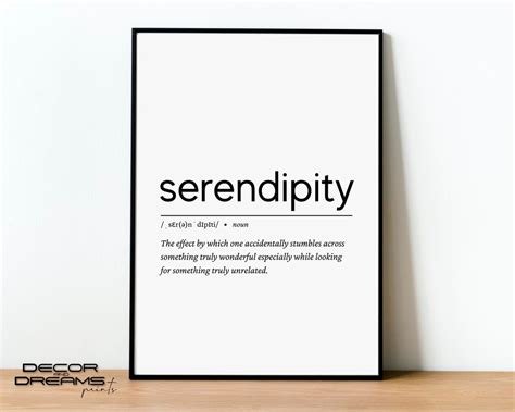 Serendipity Definition Print Serendipity Definition Wall Art Etsy