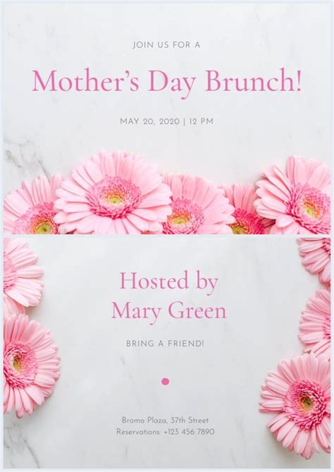 Mothers Day Brunch Invitation Template Free