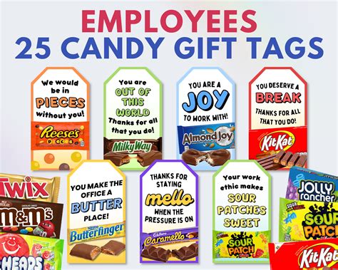 25 Employee Candy Bar T Tags Employee Appreciation Tag Etsy