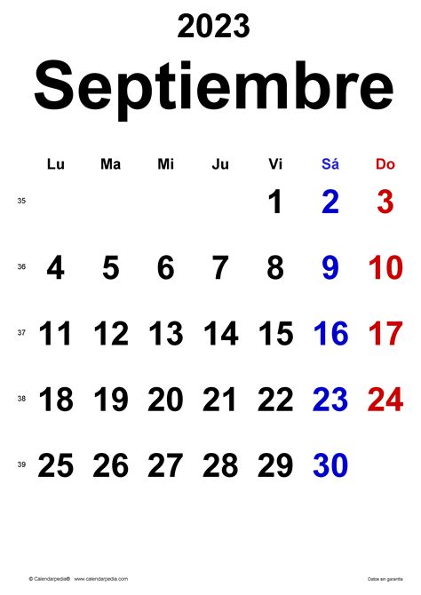 Calendario Septiembre El Calendario Septiembre Para Imprimir