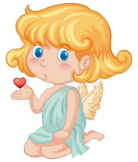 Valentine Theme With Cupid Blowing Kisses Stock Vector Illustration