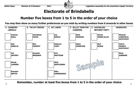 Ballot style l ballot style 2. 2012 ACT Legislative Assembly sample ballot papers ...
