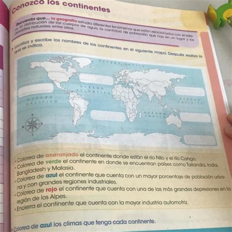 Localiza Y Escribe Los Nombres De Los Continentes En él Siguiente Mapadespués Realiza Lo Que Se