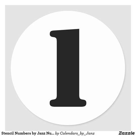 Stencil Numbers By Janz Number 1 One White Classic Round Sticker
