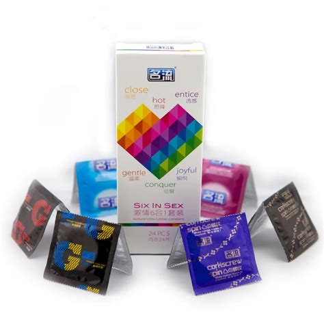24pcspack Brand 6 In 1 Sex In Sex Latex Condom Sex Products Passion Love Pleasure Penis Sleeve