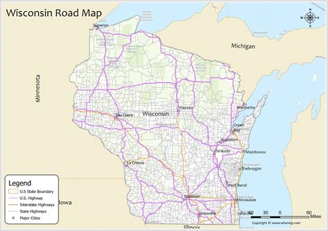 Wisconsin Road Map Check Us And Interstate Highways State Routes