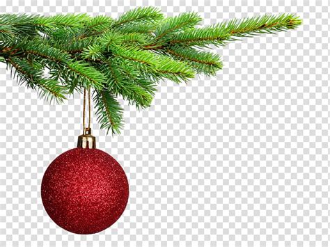 Christmas Resource Red Bauble Hanging On Christmas Tree Transparent