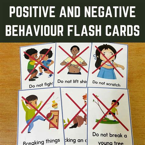 Positive And Negative Behavior Flash Cards Resource For Teacher