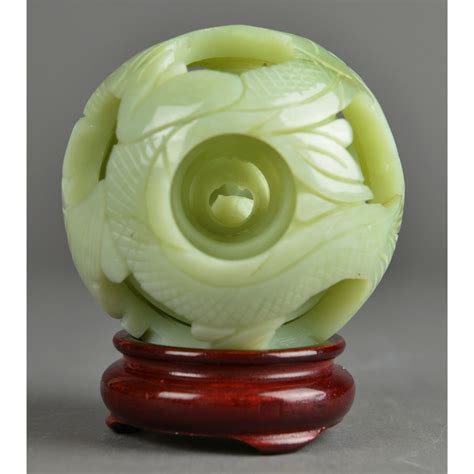 49 results for chinese puzzle ball. Chinese Carved Celadon Jade Puzzle Ball with Stand