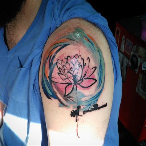 Aquarelle Lotus Tattoo on Shoulder | Best Tattoo Ideas Gallery
