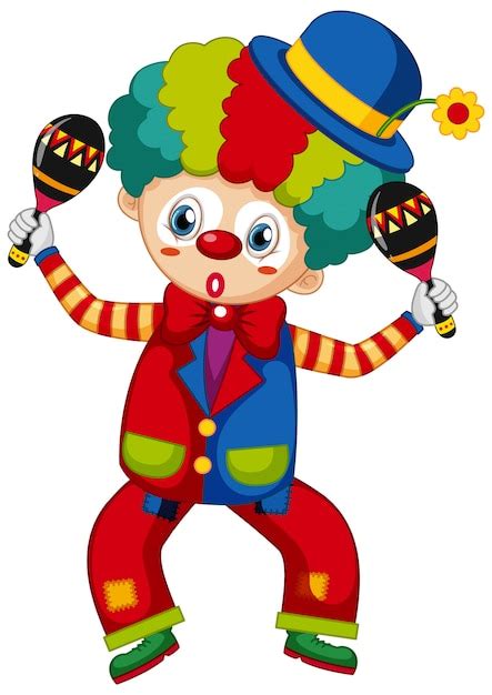 Free Vector Funny Clown With Shakers In His Hands