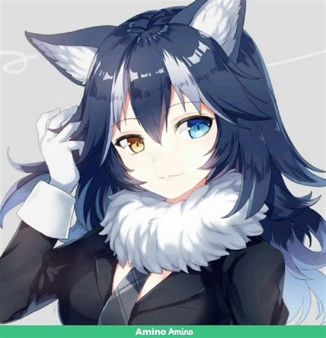 cute anime girl with wolf