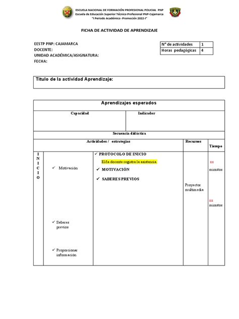 Ficha De Actividad De Aprendizaje Pdf Evaluación Teoría De La