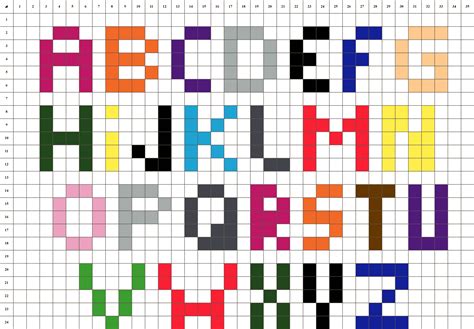 Alphabet Pixel Art Modèle Facile à Dessiner