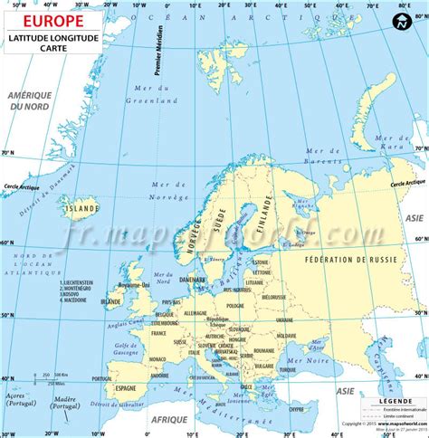 Carte Latitude Et Longitude De Pays Européens