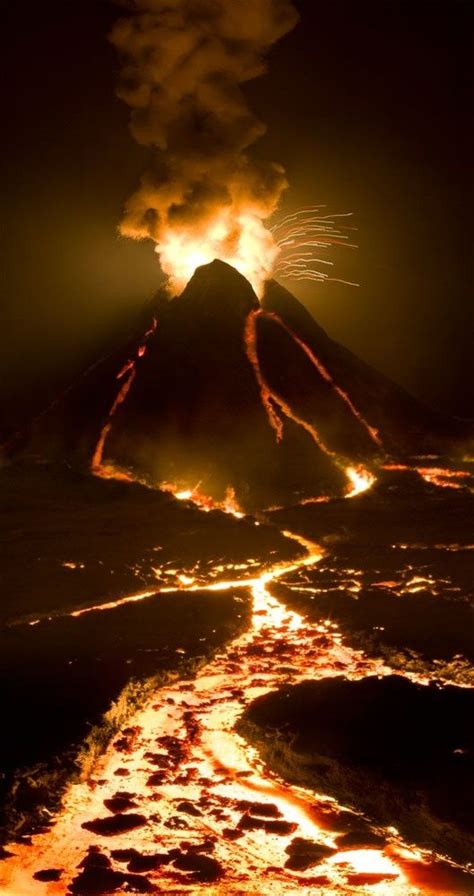 Volcano Fire Lit Lava Amazing Nature Beautiful Nature Nature