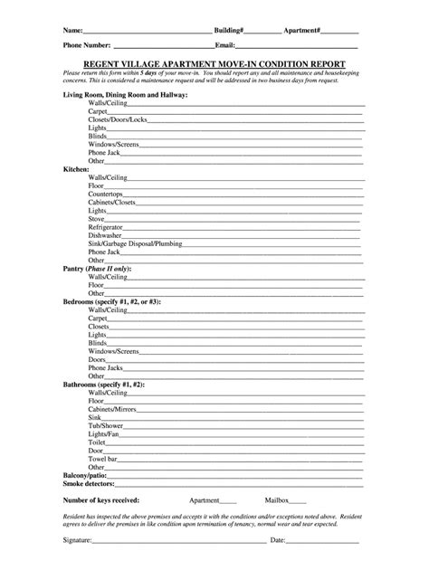 National Apartment Association Inventory And Condition Form Fill Out
