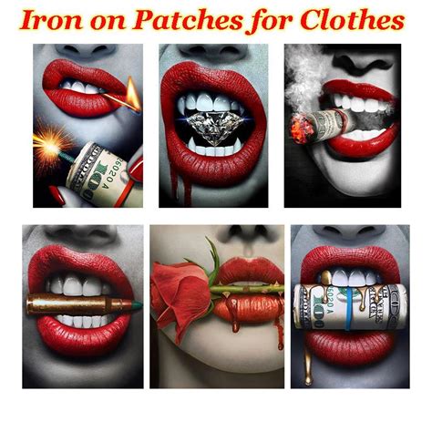 Buy Fashion Lipstick Red Lips Iron On Patches Heat Transfer Thermal