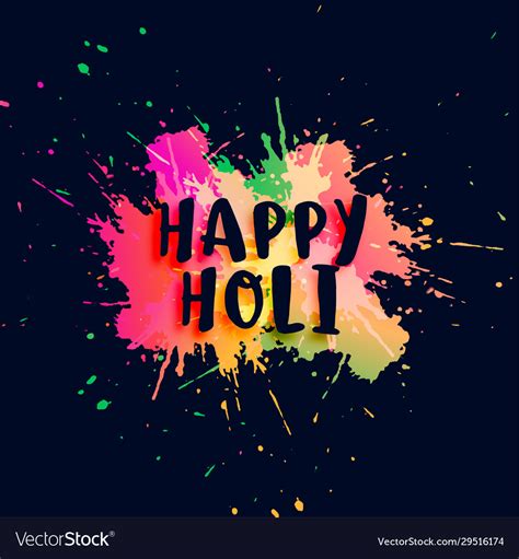 Abstract Happy Holi Color Splashes Background Vector Image