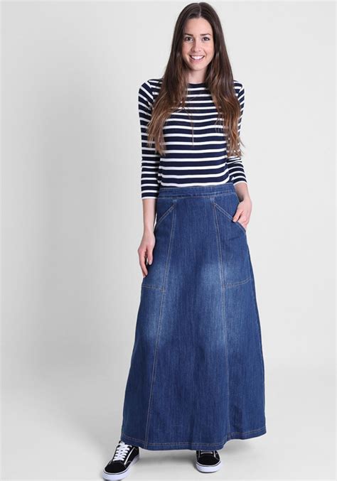 Heather Maxi Denim Skirt Stonewash In 2020 Flare Maxi Skirt Denim Skirt Fashion Long Denim Skirt