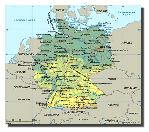 Карта Германии Города и земли Германии Путешествия по Миру Дзен