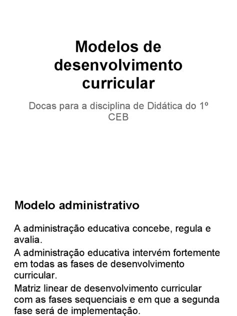 Modelos Desenvolvimento Curricular Pdf