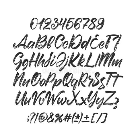 Vector Cursive Handwritten Brush Font English Abc Alphabet On White