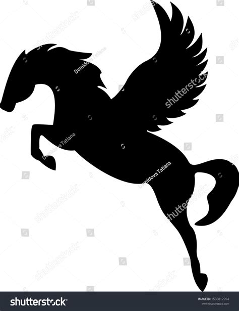 Pegasus Silhouette Black Vector Illustration Template Stock Vector