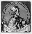 RUDOLPH I. von Habsburg, Kaiser (1218 - 1291). Halbfigur im Profil nach ...