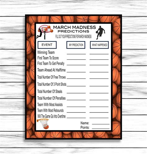 March Madness 2021 Game March Madness Predictions Basketball Etsy