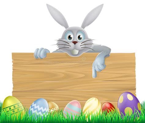 Eggs And Easter Bunny Sign Stock Vector Illustration Of Childrens