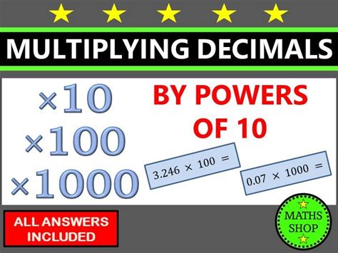 Multiplying Decimals By Powers Of 10 Teaching Resources