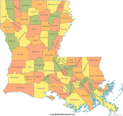 Labeled Map Of Louisiana With Capital And Cities