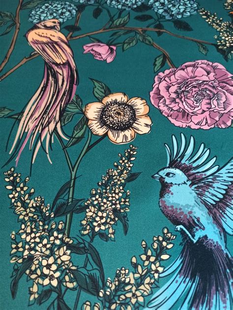 Printed Velour Velvet Fr Velvet Upholstery Fabric Birds Of Etsy
