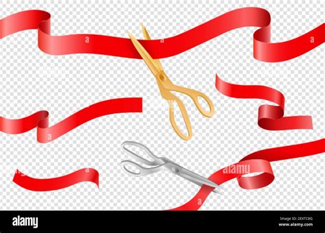 Ceremony Ribbons 3d Scissors Grand Opening Ribbons On Transparent