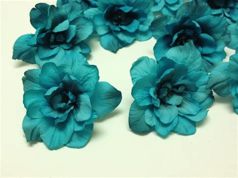 Silk Flowers 10 Delphinium Blossoms In Turquoise Aqua Blue