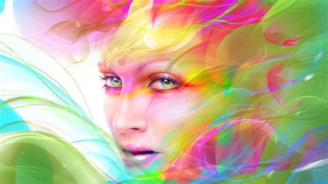 Wallpaper Face Colorful Illustration Digital Art Women Anime