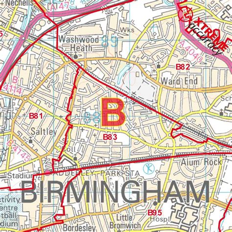 Greater Birmingham Area Laminated Postcode Sector Map Map Logic