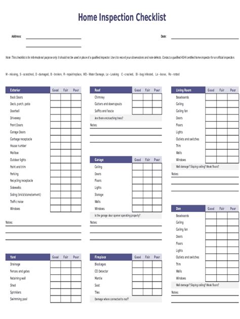 Printable Home Inspection Checklist Fill Online Print Vrogue Co