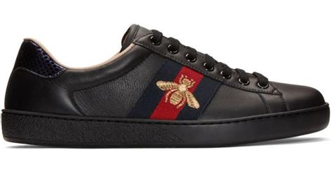 Lyst Gucci Black New Ace Bee Trainers In Black For Men