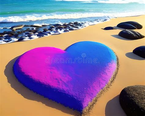 Heart Made Out Of Rocks On A Beach By Ai Generated Stock Photo Image