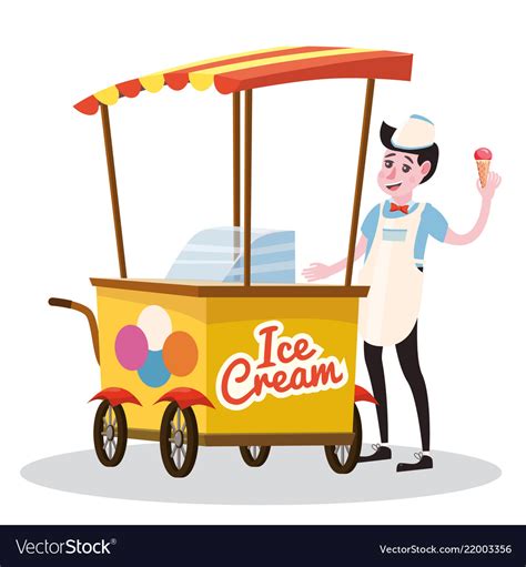 Ice Cream Seller Cart Royalty Free Vector Image