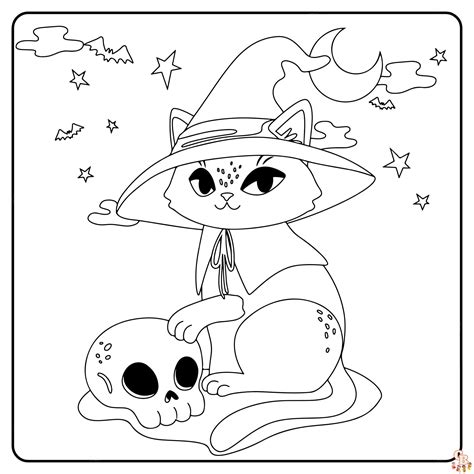 Spooky Fun With Halloween Cat Coloring Pages Gbcoloring