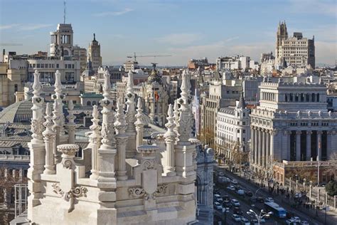 Madrid Skyline City Center Downtown Traditional Buildings Tourism In